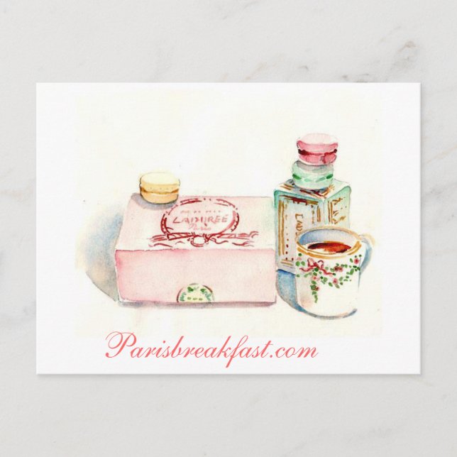 Cartão Postal Caixa de Paris Macaron por Carol Gillott (Frente)