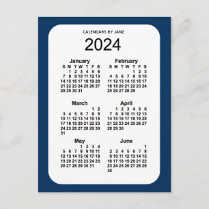 Cartão Postal Caixa de Polícia de 2024 Mini Calendário Azul 6 Me
