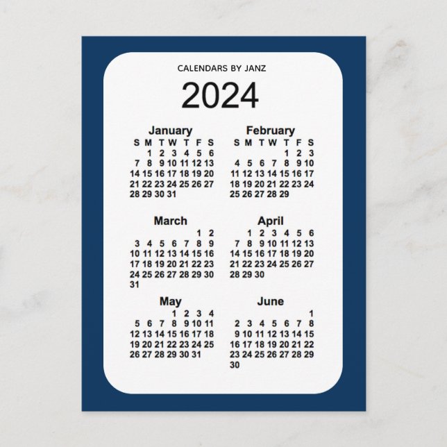 Cartão Postal Caixa de Polícia de 2024 Mini Calendário Azul 6 Me (Frente)