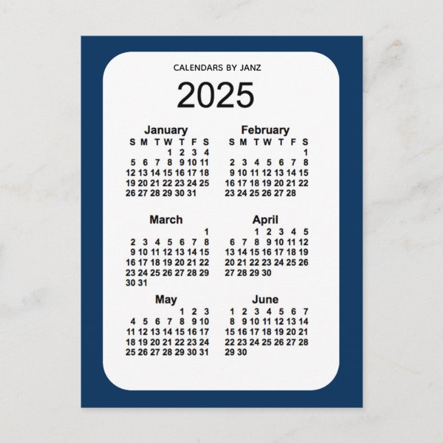 Cartão Postal Caixa de Polícia de 2025 Mini Calendário Azul 6 Me (Frente)