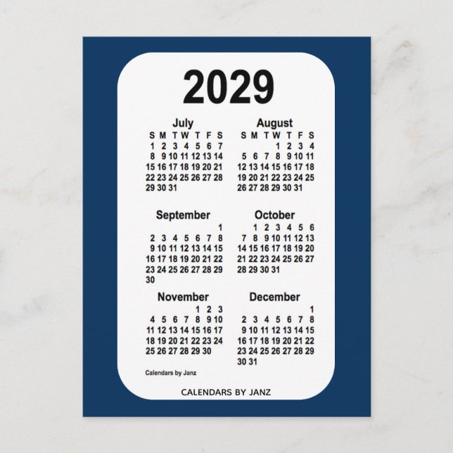 Cartão Postal Caixa de Polícia de 2029 Mini Calendário Azul 6 Me (Frente)