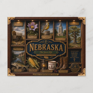 Cartão Postal Caixa de Sombra 3D Figurativa do Estado de Nebrask