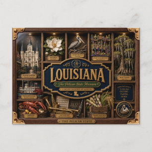 Cartão Postal Caixa de Sombra da Louisiana 3D Figurinha Estado