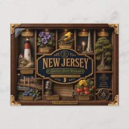 Cartão Postal Caixa de Sombra de Nova Jersey Figura 3D Estado