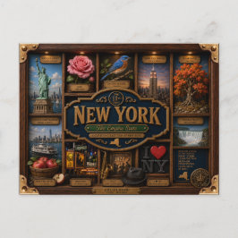Cartão Postal Caixa de Sombra de Nova York 3D Figura Estado