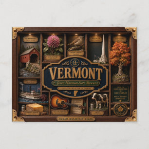 Cartão Postal Caixa de Sombra de Vermont 3D Figurinha Estado