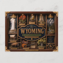 Cartão Postal Caixa de Sombra de Wyoming 3D Figura Estado