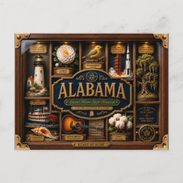 Cartão Postal Caixa de Sombra do Alabama 3D Figura Estado