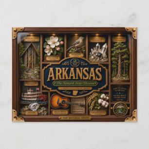 Cartão Postal Caixa de Sombra do Arkansas 3D Figura Estado