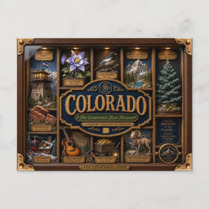 Cartão Postal Caixa de Sombra do Colorado 3D Figura Estado