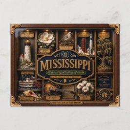 Cartão Postal Caixa de Sombra do Mississippi 3D Estado Figurativ