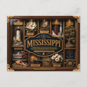 Cartão Postal Caixa de Sombra do Mississippi 3D Estado Figurativ