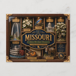 Cartão Postal Caixa de Sombra do Missouri 3D Figura Estado