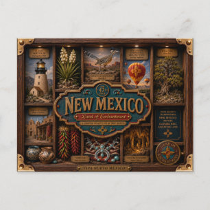 Cartão Postal Caixa de Sombra do Novo México Figura 3D do Estado