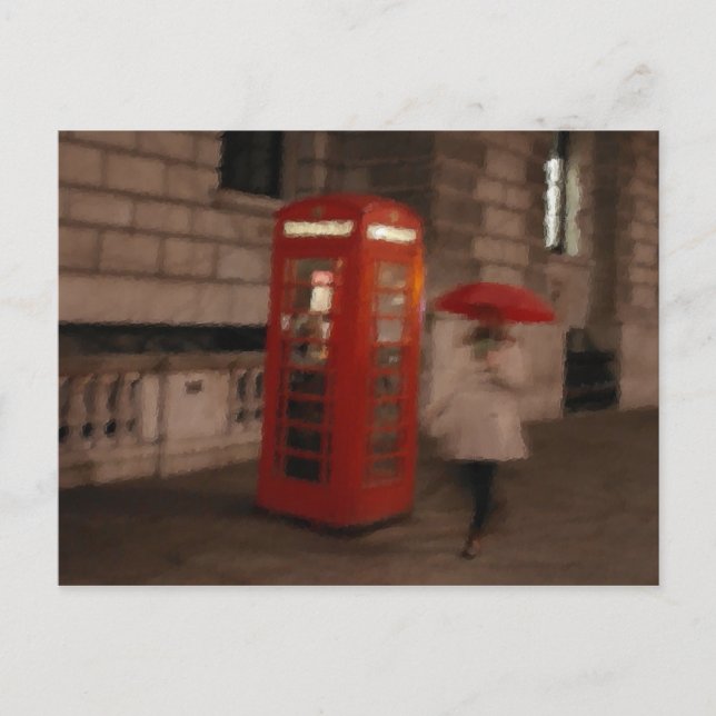 Cartão Postal Caixa de Telefone Vermelho de Londres / Pintura de (Frente)