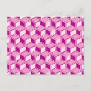 Cartão Postal Caixas 3d cromo - cor-de-rosa fuchsia