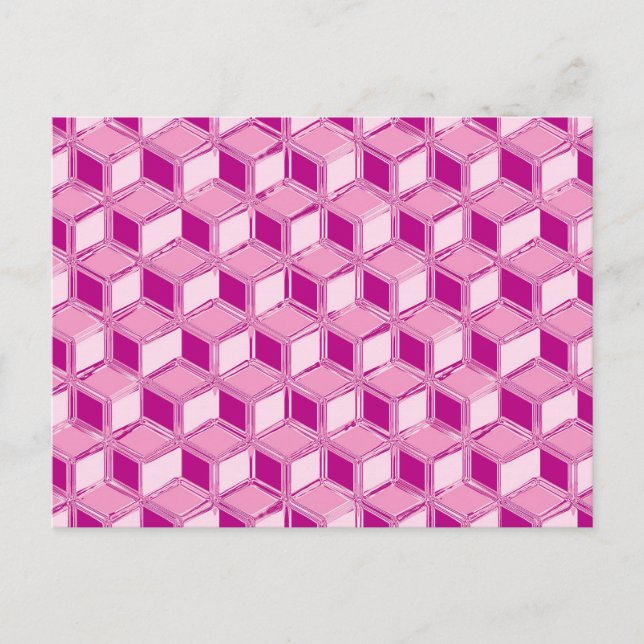 Cartão Postal Caixas 3d cromo - cor-de-rosa fuchsia (Frente)