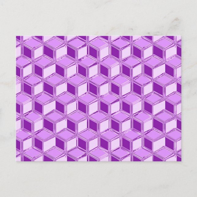 Cartão Postal Caixas 3d cromo - violeta roxa (Frente)