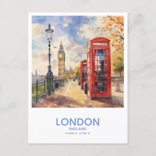 Cartão Postal Caixas Telefônicas Vermelhas e Big Ben - Londres,