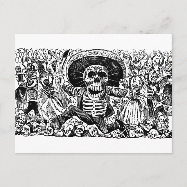 Cartão Postal Calavera Oaxaqueña por José Guadalupe Posada (Frente)