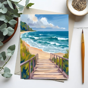Cartão Postal Calçada à Beira-Mar   Ondas da Praia Costeira