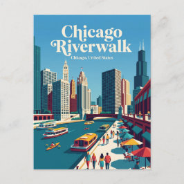 Cartão Postal Calçada do Rio Chicago Illinois