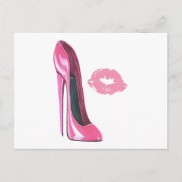 Cartão Postal Calçado Estiletto Rosa e Lábios Rosa