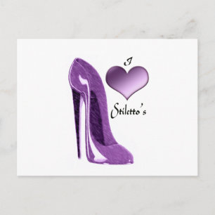 Cartão Postal Calçado Lilac Stiletto Luscioso e Coração 3D