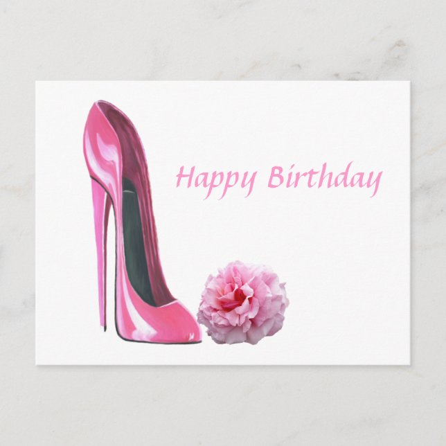 Cartão Postal Calçado Rosa Stiletto (Frente)