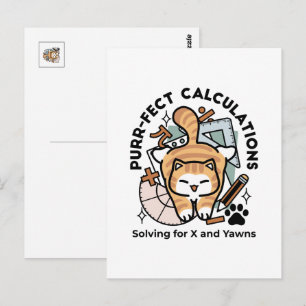 Cartão Postal Cálculos Perfeitos – Design de Gato de Matemática