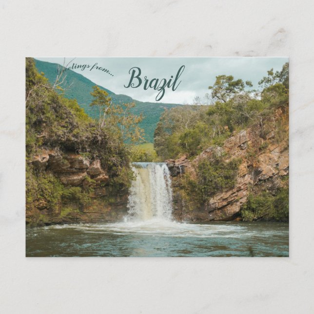 Cartão Postal Caldeirão Waterfall no Brasil (Frente)