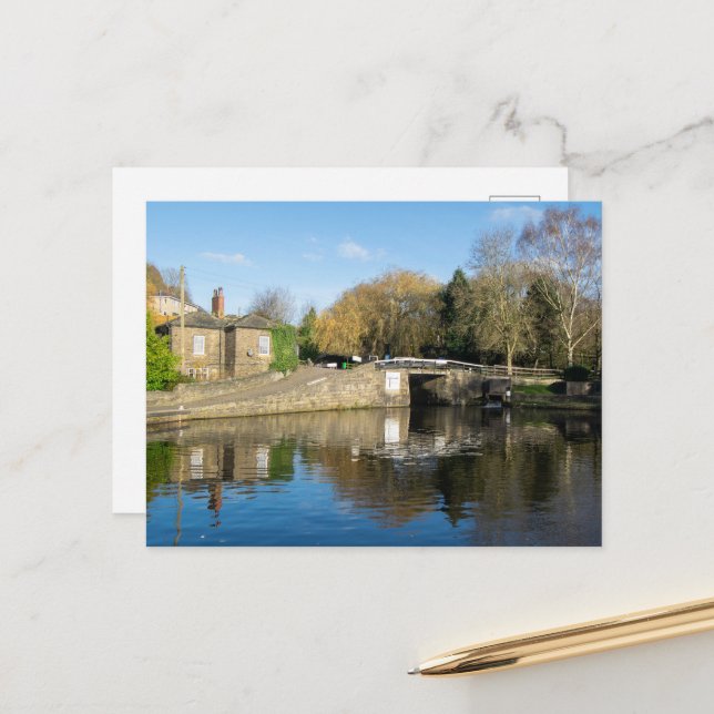 Cartão Postal Calder and Hebble Navigation: Salterhebble Locks (Frente/Verso In Situ)