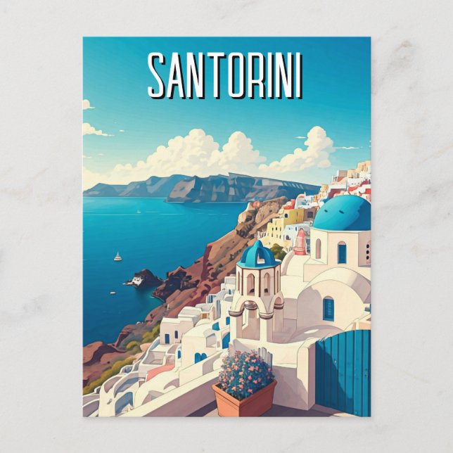 Cartão Postal Caldera View Santorini Grécia Cyclades Viagem (Frente)