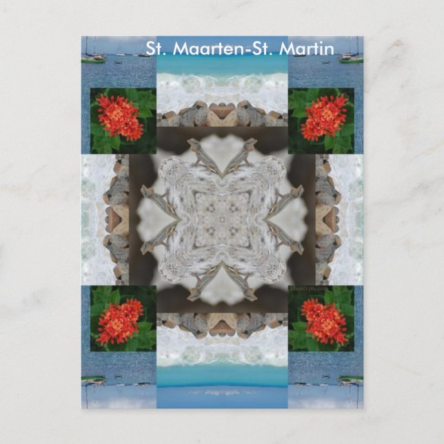 Cartão Postal Caleidoscópio de St. Maarten - St. Martin (Frente)