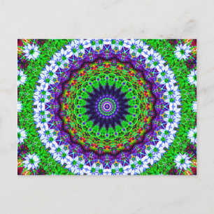 Cartão Postal Caleidoscópio Floral Multicolor Mandala