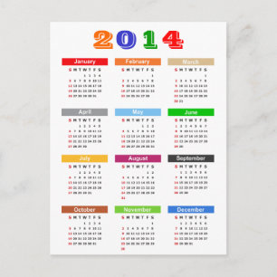 Cartão Postal Calendário 2014 - Tema de Várias Cores Padrão
