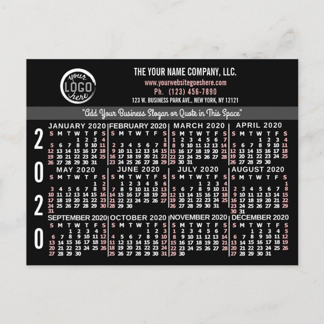 Cartão Postal Calendário 2020 (Consulte Descrição de Nova Versão (Frente)