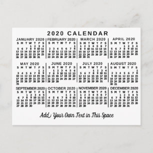 Cartão Postal Calendário 2020 (Consulte Descrição de Nova Versão