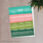 Cartão Postal Calendário 2024 - padrão moderno de faixa de abstr<br><div class="desc">Um calendário de 2024 com uma paisagem moderna de abstrato. Para usuários avançados,  você pode ir para a área de design avançada e alterar as cores do calendário.</div>