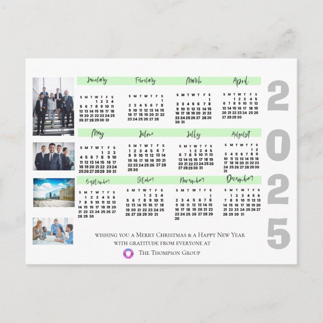 Cartão Postal Calendário 2025 Foto de Natal Corporativo Ano Novo (Frente)
