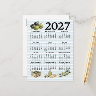 Cartão Postal Calendário 2027, Azeitonas Mediterrâneas, Listras 