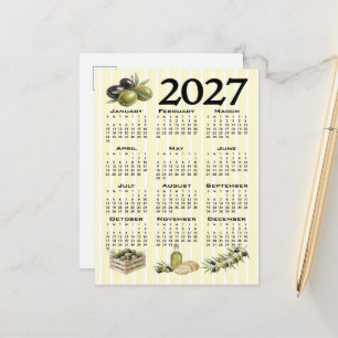 Cartão Postal Calendário 2027, Azeitonas Mediterrâneas Listras A