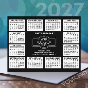 Cartão Postal Calendário 2027 com informações de contato do logo