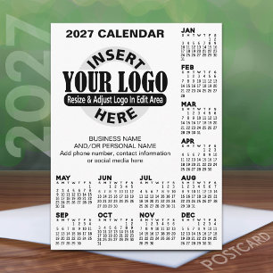 Cartão Postal Calendário 2027 com informações de contato do logo