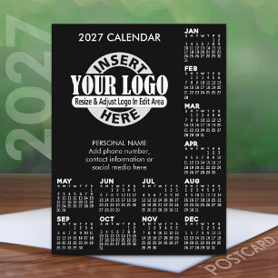 Cartão Postal Calendário 2027 com informações de contato do logo