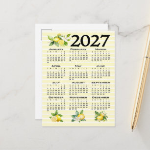 Cartão Postal Calendário 2027 Estilo Italiano Limões Listras Ama