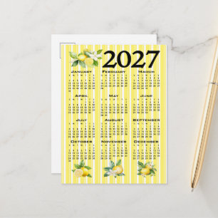 Cartão Postal Calendário 2027 Estilo Italiano Limões Listras Ama