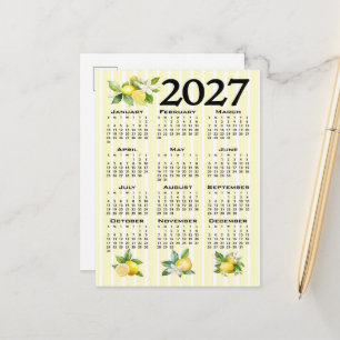 Cartão Postal Calendário 2027 Estilo Italiano Limões Listras Ama