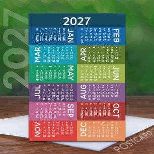 Cartão Postal Calendário - Ano do Cheio com meses coloridos