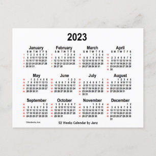 Cartão Postal Calendário branco de 52 semanas 2023 por Janz